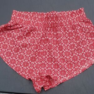 Red Patterned Women's Shorts